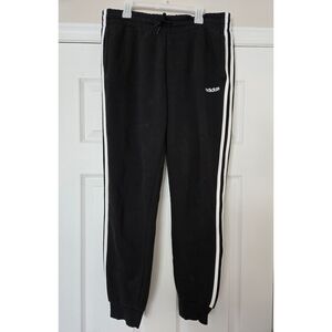 Adidas Black Track Pants with White Stripes